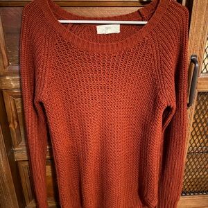 Cozy Rust Crewneck Sweater - Lightweight Knit
